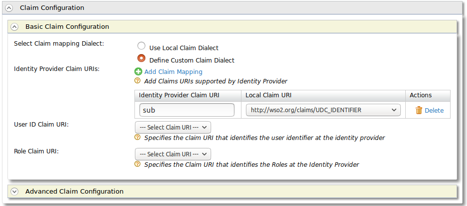 Claim Configuration